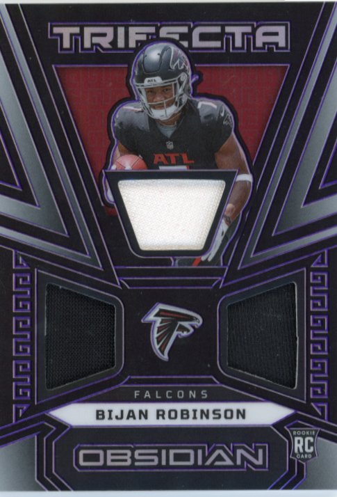 2023 Panini Obsidian Bijan Robinson Trifecta RC #TRI-BRO - #/75 Triple Patch Falcons