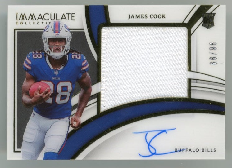 2022 Panini Immaculate James Cook Rookie RC # PPR-JCO - Patch Autograph #/99 Bills