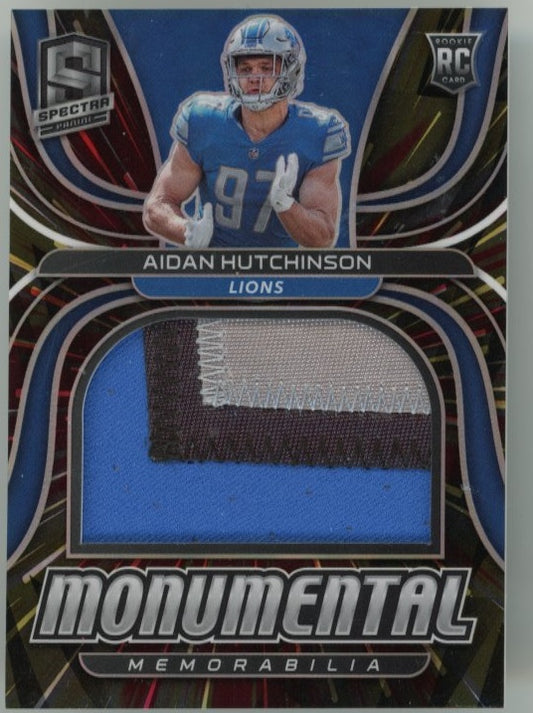 2022 Panini Spectra Aidan Hutchinson Rookie RC #MME-AHU - Patch Auto #/75 Lions