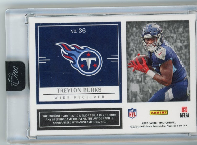 2022 Panini One and One Treylon Burks Rookie RC #36 - Patch Autograph #/99 TItans