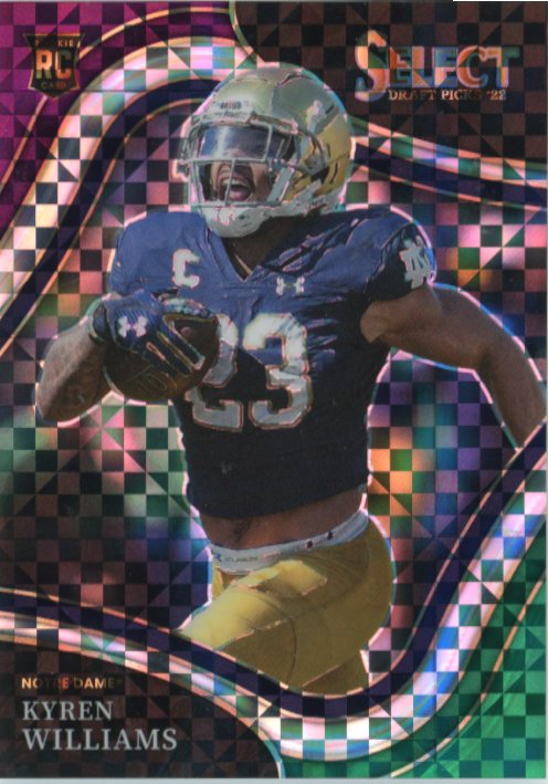 2022 Panini Select Draft Picks Kyren Williams Rookie RC #120 - Purple and Green Checkerboard #/75