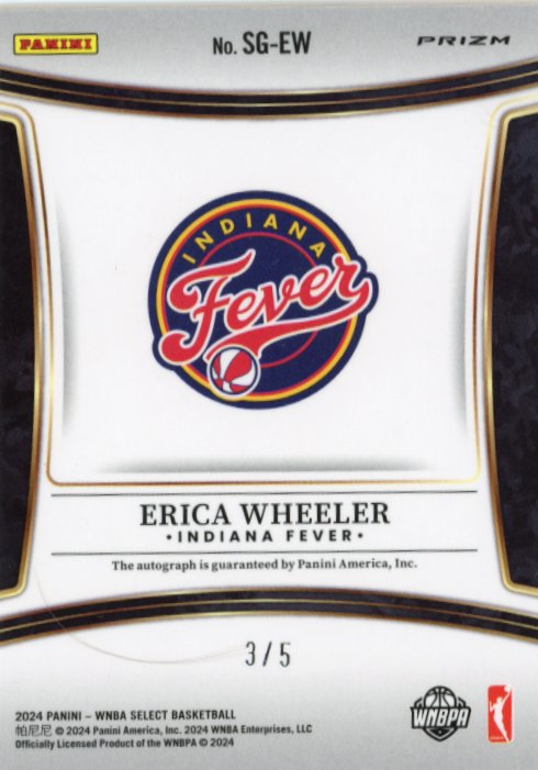 2024 Panini Select Erica Wheeler #SG-EW - Pink Shimmer #/5 Autograph Fever