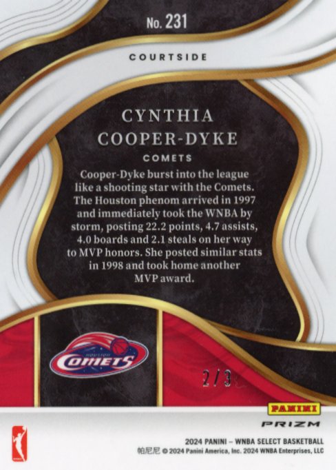 2024 Panini Select Cynthia Cooper-Dyke #231 - Pink Shimmer #/3 Comets