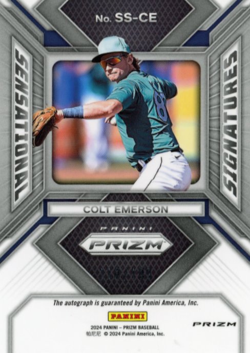 2024 Panini Prizm Colt Emerson #SS-CE - #/199 Hyper Autograph Mariners