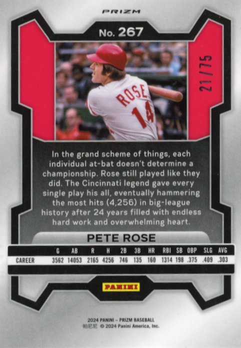 2024 Panini Prizm Pete Rose #267 - #/75 Green Scope Reds