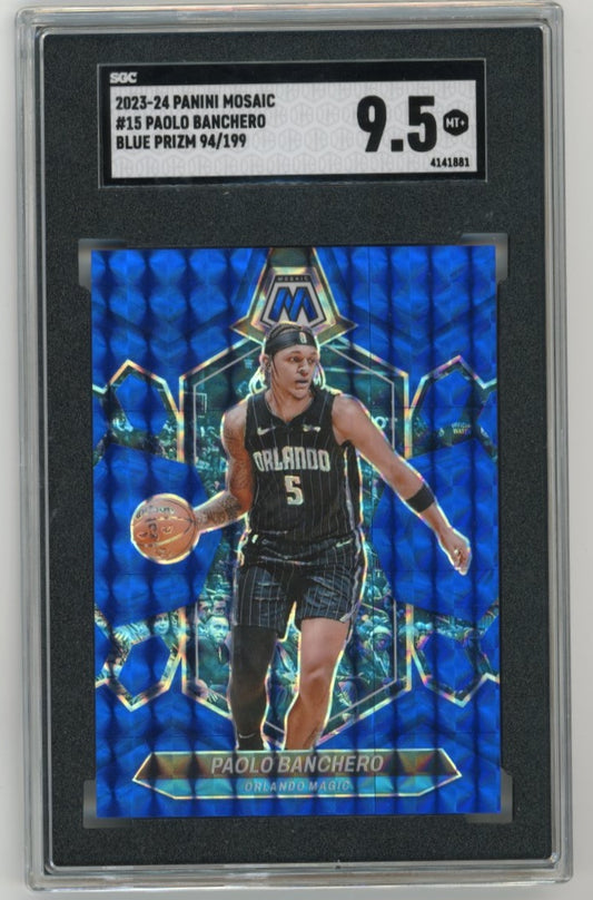 2023/24 Panini Mosaic Paolo Banchero Blue Prizm #15 - #/199 SGC 9.5 Magic