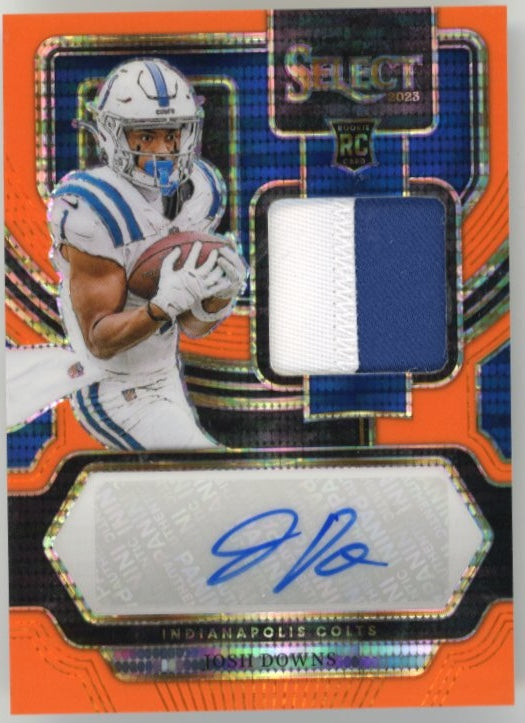 2023 Panini Select Josh Downs FOTL Orange Pulsar #RSM-JDO - Patch Autograph #/33 Colts