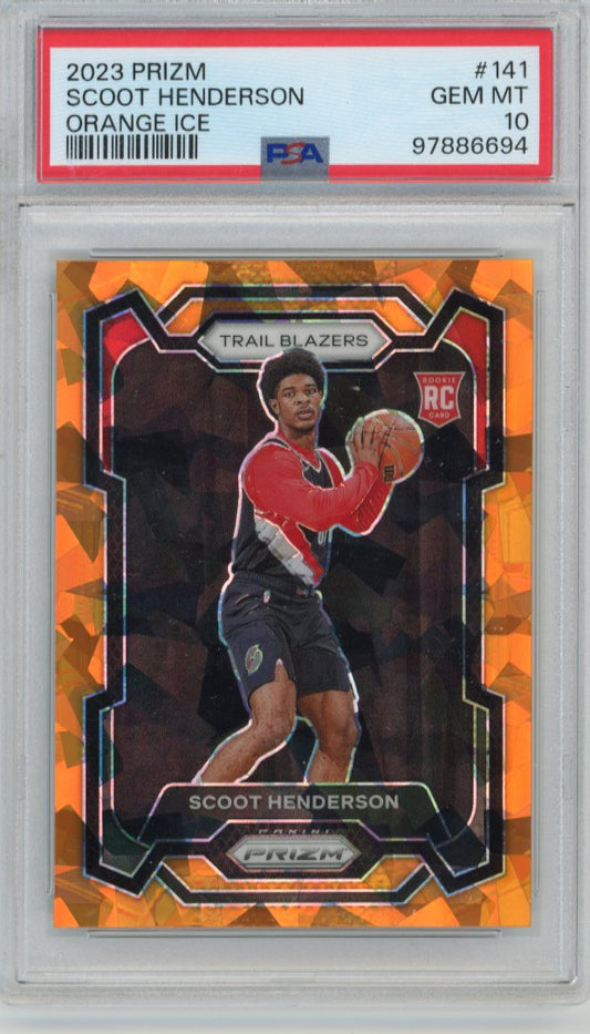 2023/24 Panini Prizm Scoot Henderson Rookie RC Orange Ice #141 - PSA 10 Trailblazers