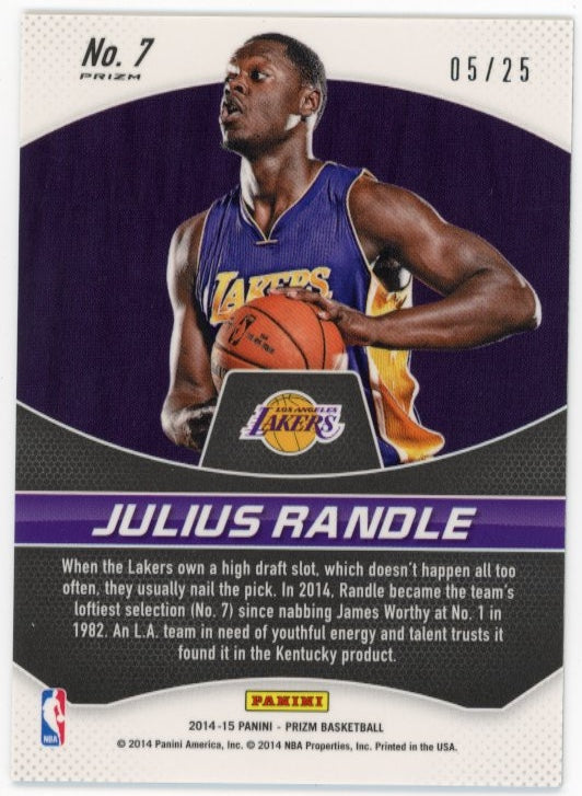 2014/15 Panini Prizm Julius Randle Freshman Phenoms RC #7 - Green Mojo #/25 Lakers