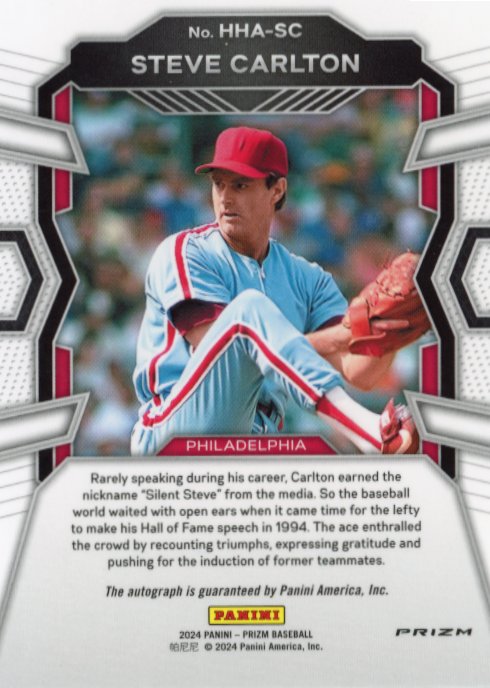 2024 Panini Prizm Steve Carlton Hall Heroes #HHA-SC - Silver Autograph Phillies