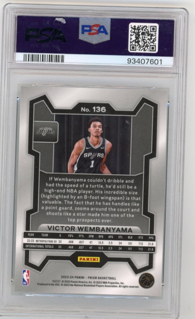 2023 Panini Prizm Victor Wembanyama #136 - PSA 10 Spurs