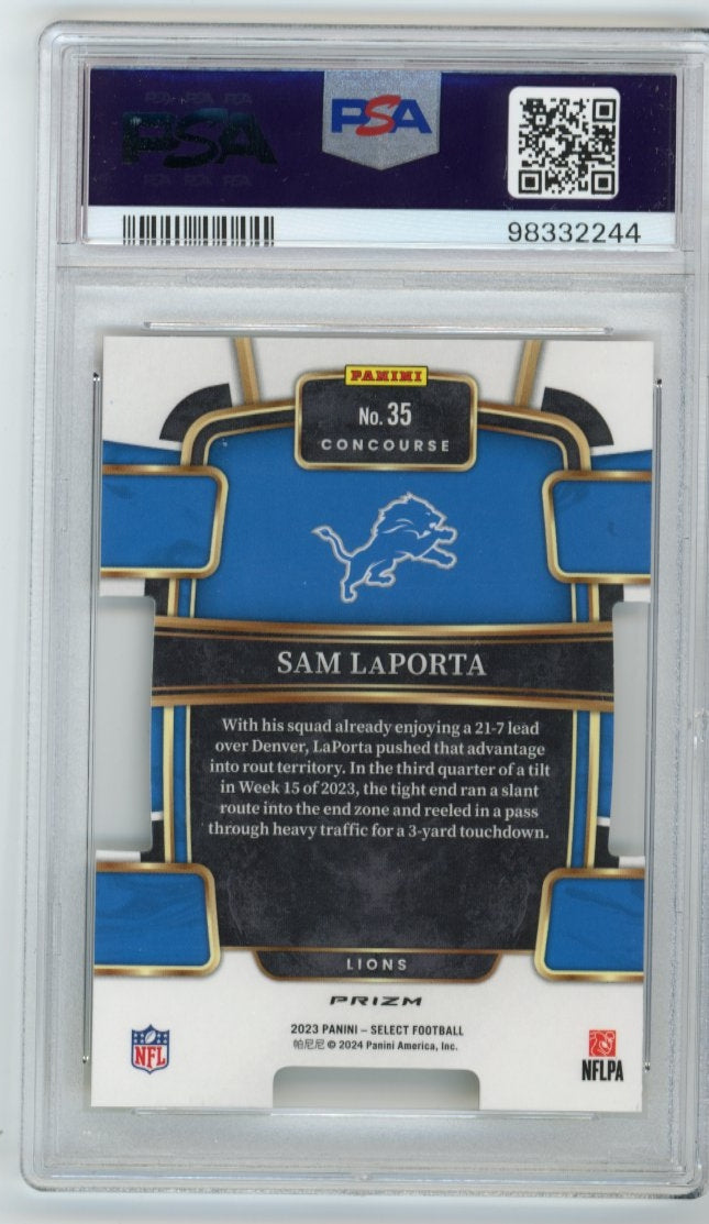 2023 Panini Select Sam LaPorta RC #25 - Red Yellow PSA 9 Lions