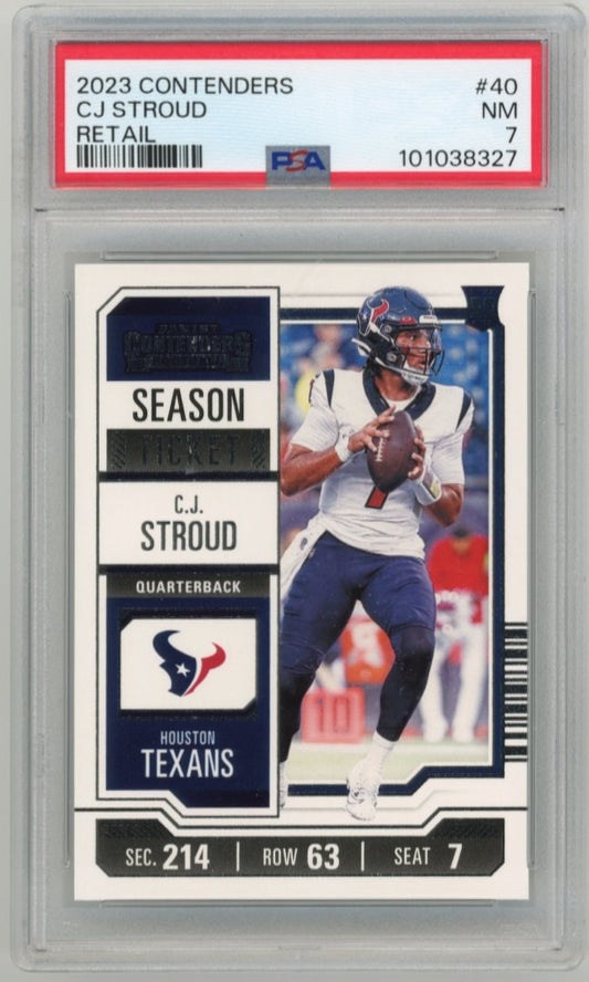 2023 Panini Contenders CJ Stroud Season Ticket RC #40 - PSA 7 Texans