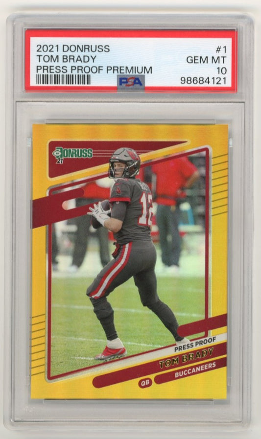 2021 Panini Donruss Tom Brady Press Proof #1 - Gold PSA 10 Buccaneers
