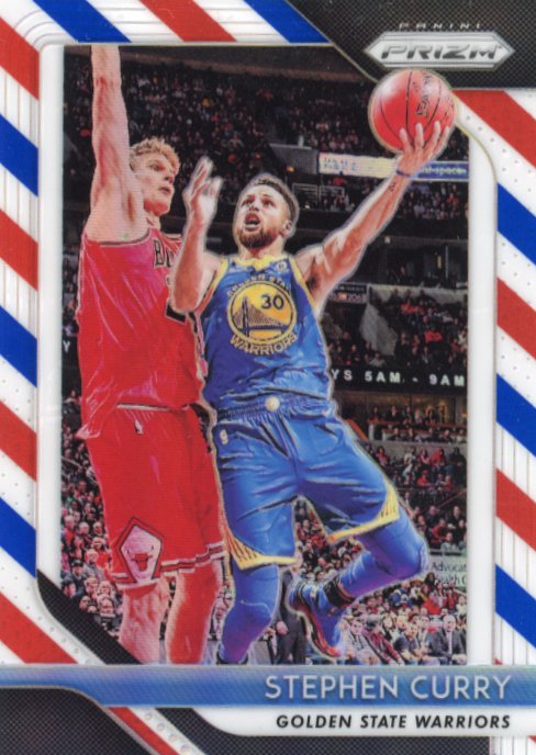 2018/19 Panini Prizm Stephen Curry #222 - Red White and Blue Warriors