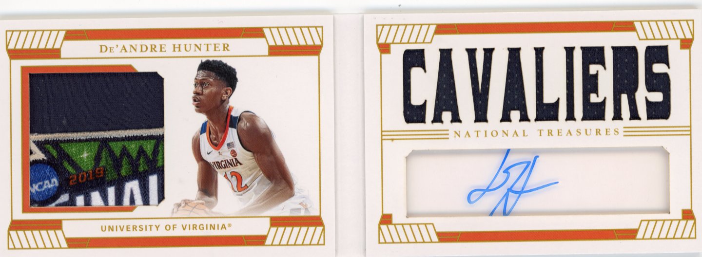 2019 Panini National Treasures De'Andre Hunter Booklet #6 - #/ 5 Patch Autograph Cavaliers