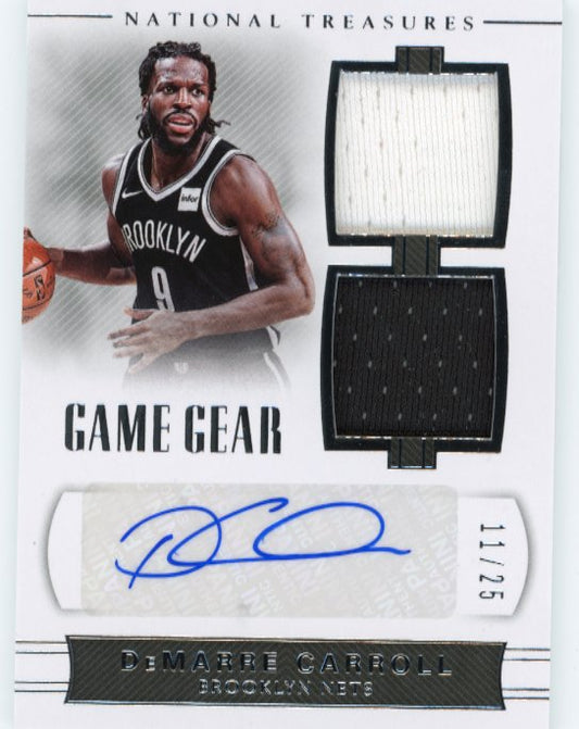 2017-18 Panini National Treasures DeMarre Carroll #GD-DMC - #/25 Dual Patch Autograph Nets