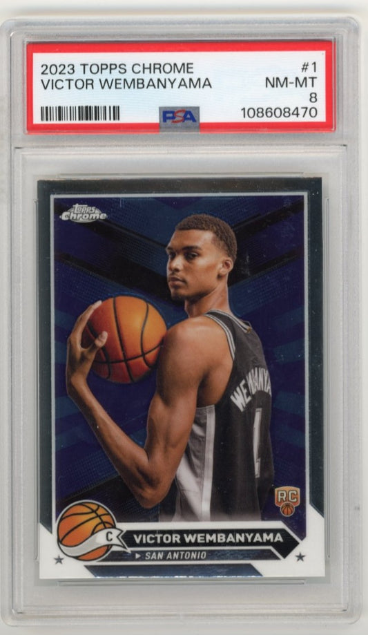 2023 Topps Chrome Victor Wembanyama RC #1 - PSA 8 Spurs