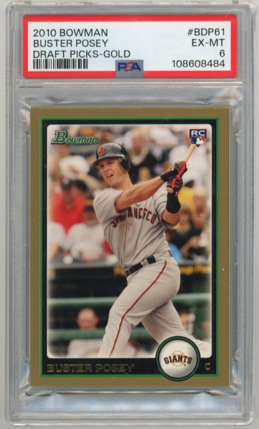2010 Topps Bowman Buster Posey Draft Picks RC #BDP61 - Gold PSA 6 Giants
