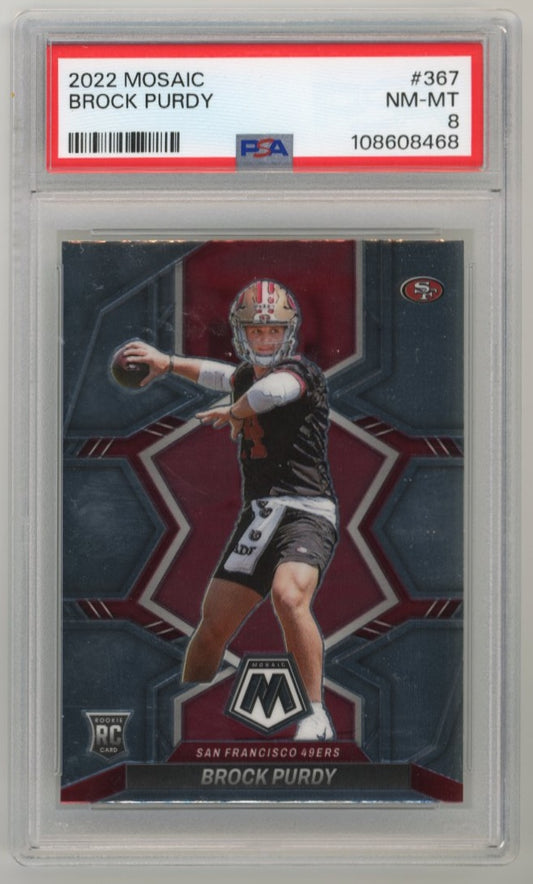2022 Panini Mosaic Brock Purdy RC #367 - PSA 8 49ers