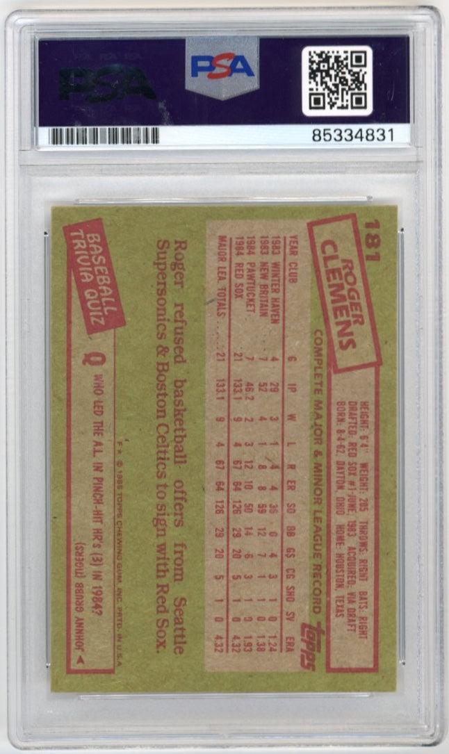 1985 Topps Roger Clemens #181 - Authentic Autograph Red Sox