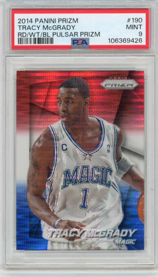 2014/15 Panini Prizm Tracy McGrady #190 - Red White Blue Pulsar PSA 9 Magic