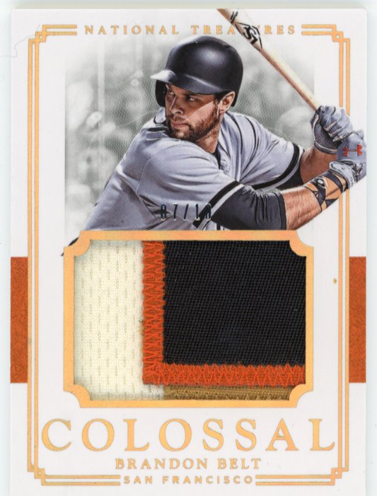 2017 Panini National Treasures Brandon Belt #CM-BR - #/10 Colossal Patch Giants