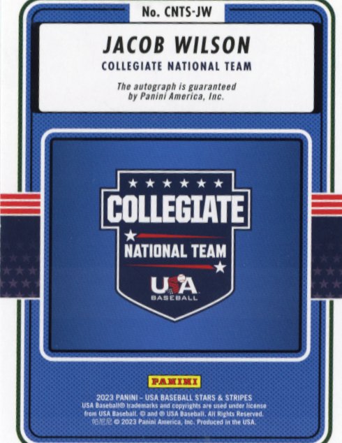 2023 Panini Stars & Stripes Jacob Wilson #CNTS-JW - Autograph USA