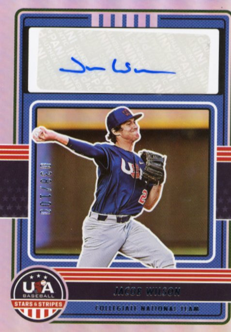 2023 Panini Stars & Stripes Jacob Wilson #CNTS-JW - #/100 Silver Autograph USA