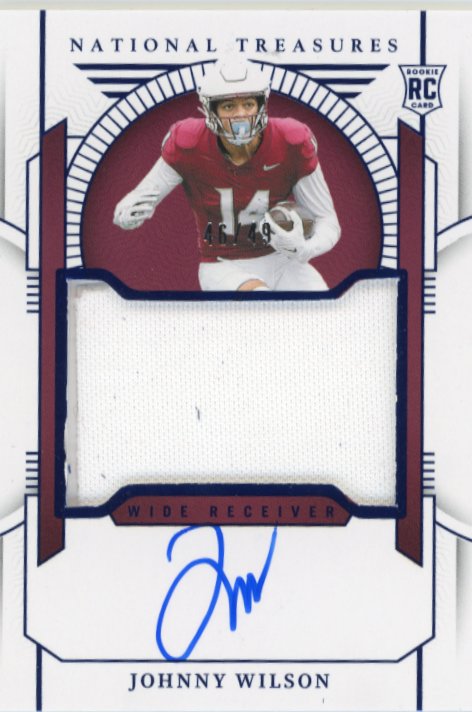 2024 Panini National Treasures Collegiate Johnny Wilson RC #50 - Autograph Relic Blue #/49