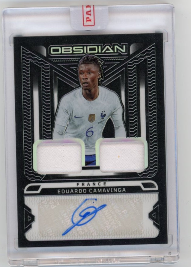 2022/23 Panini Obsidian Eduardo Camavinga #DJI-ECM - Silver Dual Relic Autograph #/199 France