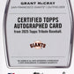 2025 Topps Tribute Grant McCray Rookie RC #TA-GM - #/25 Orange Autograph Giants