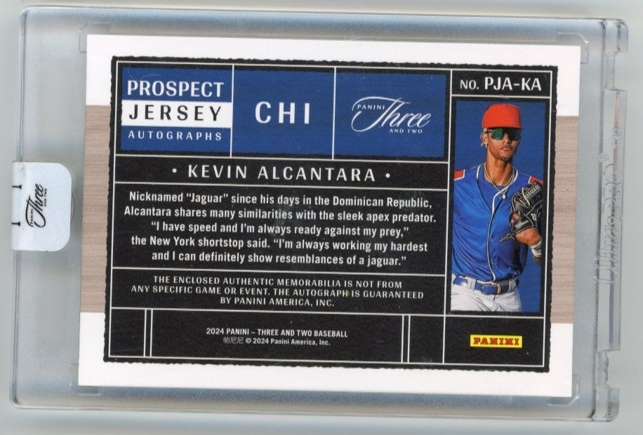 2024 Panini Three and Two Kevin Alcantara Prospect Jersey Autographs #PJA-KA - Autograph Relic #/99 Cubs