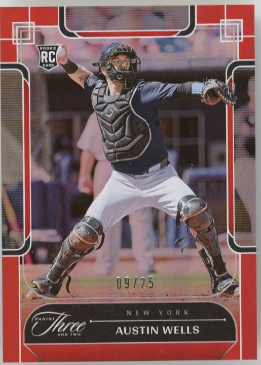 2024 Panini Three and Two Austin Wells RC #76 - Red #/25 Yankees