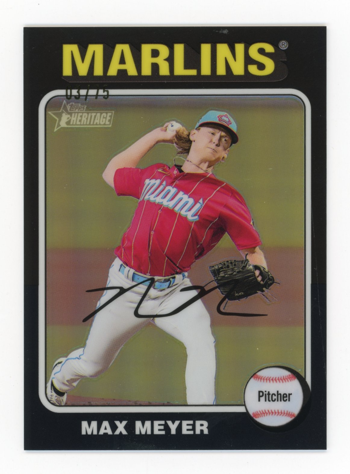 2024 Topps Heritage Max Meyer #492 - Black #/75 Marlins