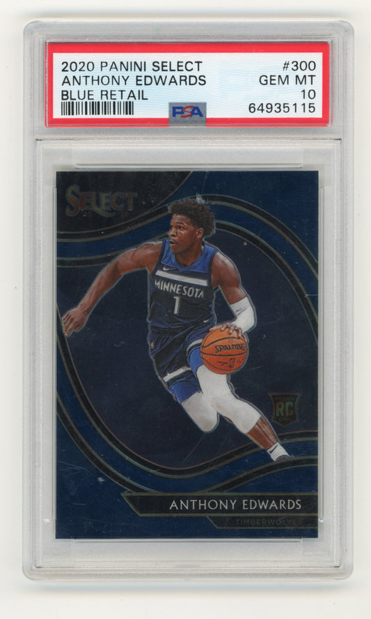 2020 Panini Select Anthony Edwards Rookie #300 - Blue PSA 10 Timberwolves