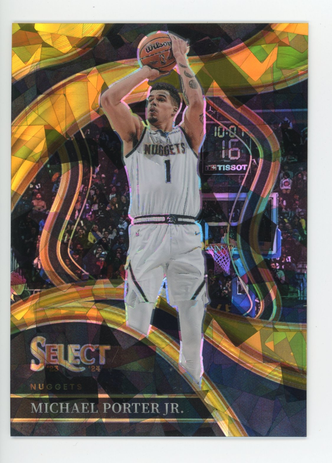 2023/24 Panini Select Courtside Michael Porter Jr. #223 - #/10 Gold Cracked Ice Nuggets