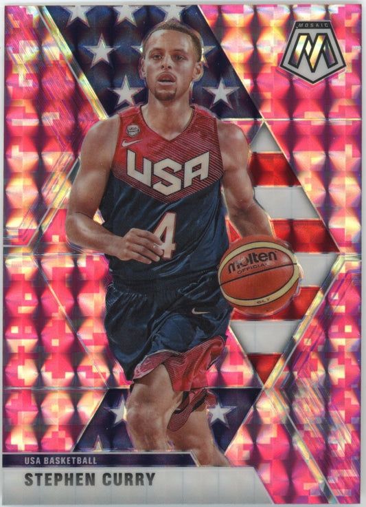 2019-20 Panini Mosaic Stephen Curry #260 - Pink Camo Warriors