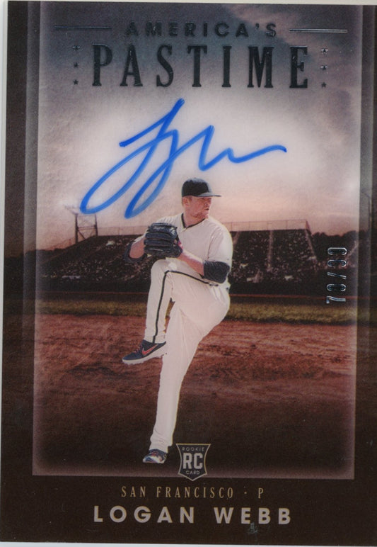 2020 Panini America's Pastime Logan Webb #19 - Autograph #/99 Giants
