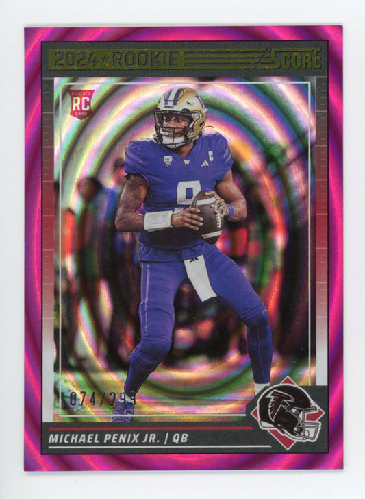 2024 Panini Score Michael Penix Jr Rookie #323 - #/299 Pink Eclipse Huskies