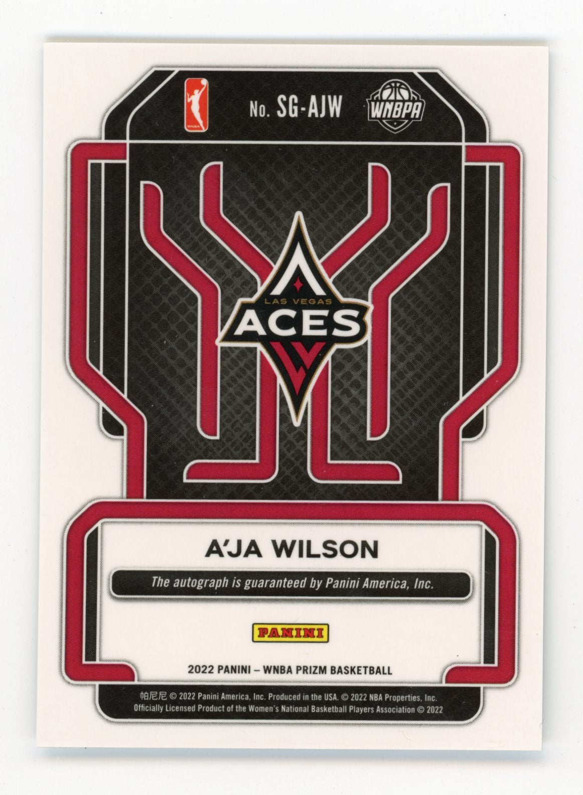 2022 Panini WNBA Prizm A'Ja Wilson #SG-AJW - Autograph Aces