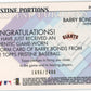 2002 Topps Barry Bonds Pristine Portions #PP-BBO - #/2400 Relic Giants