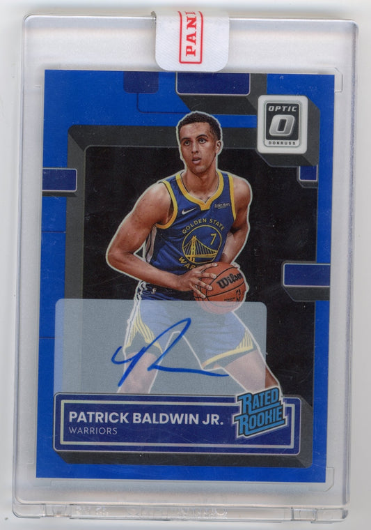 2022/23 Panini Donruss Optic Patrick Baldwin Jr. Rated Rookie RC #218 - Blue #/49 Autograph Warriors