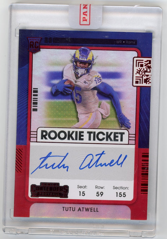 2021 Panini Contenders Tutu Atwell Rookie Ticket RC #119 - Red Foil Autograph Rams