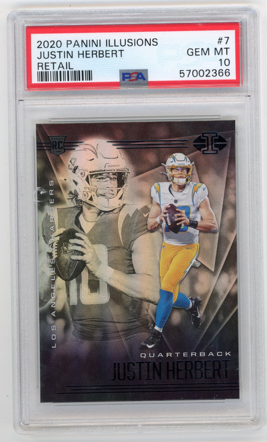 2020 Panini Illusions Justin Herbert RC #7 - PSA 10 Chargers
