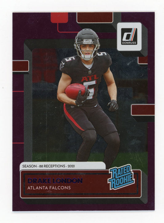 2022 Panini Donruss Drake London RC #307 - #/88 Purple FALCONS