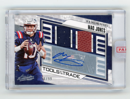 2023 Panini Absolute Mac Jones #TOTT-MJ - Tools Of The Trade Dual Patch + Auto /99 Patriots