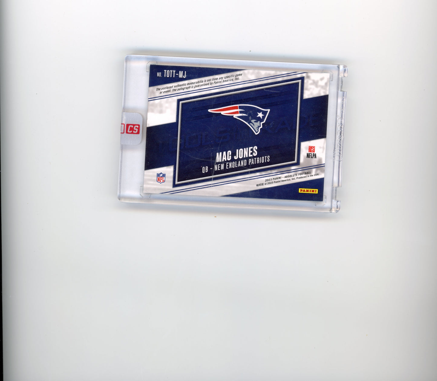 2023 Panini Absolute Mac Jones #TOTT-MJ - Tools Of The Trade Dual Patch + Auto /99 Patriots