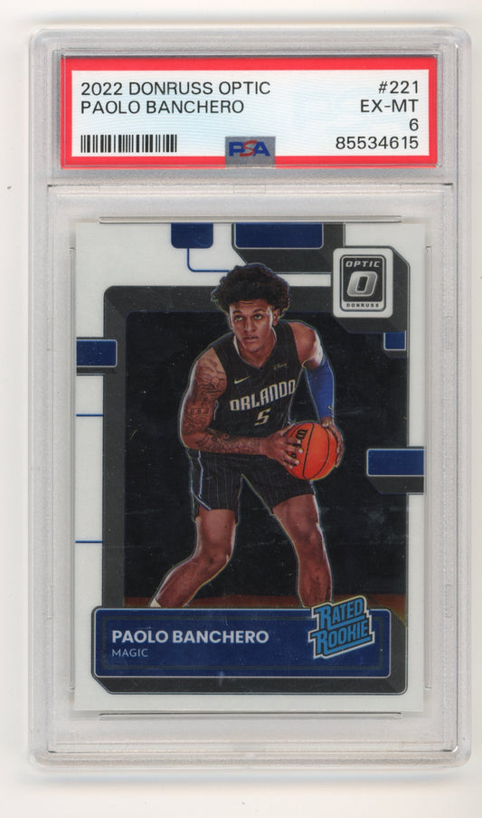 2022 Donruss Optic Paolo Banchero RC #221 - Rated Rookie PSA 6 MAGIC