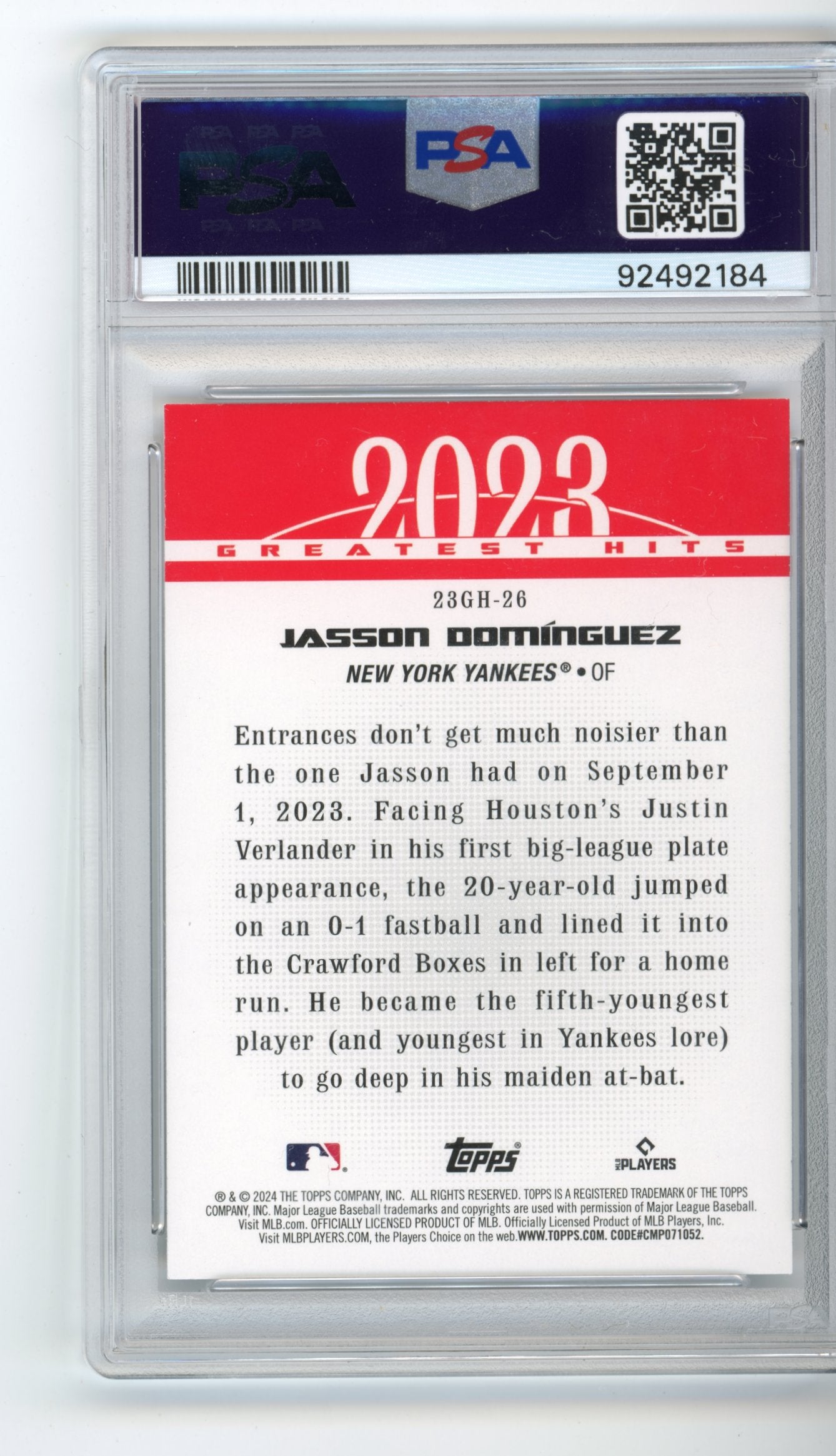 2024 Topps Jasson Dominguez #23GH26 - PSA 8 RC 2023 Greatest Hits YANKEES